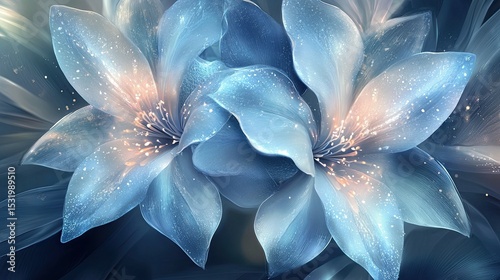Beautiful blue orchids with delicate petals and intricate floral details, exotic flower photography