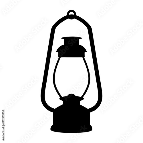 Silhouette of a vintage kerosene lantern with a classic design and handle