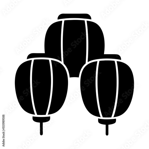 Wallpaper Mural Simple black vector image showing a grouping of three Chinese lanterns Torontodigital.ca