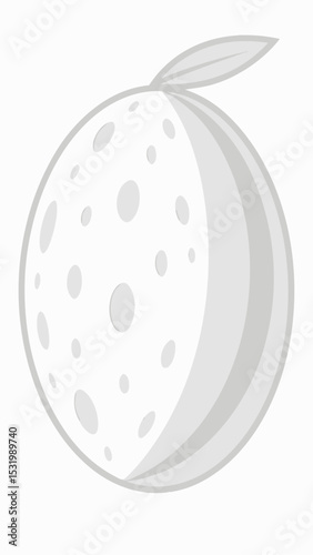Abstract grey illustration of an object resembling an embryo shape with leaf feature