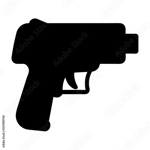 Silhouette of a handgun style weapon displayed on a plain white background