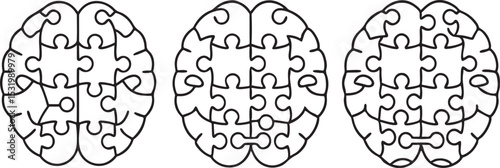 Brain Puzzle Icon Dementia Memory Loss Alzheimers Awareness Symbol Flat Vector Illustration