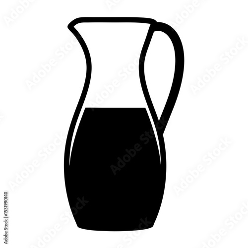 Black and white graphic of a jug halffilled with dark liquid