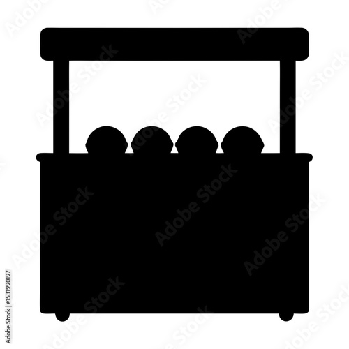 Black silhouette of a market stall or vendor cart with some food