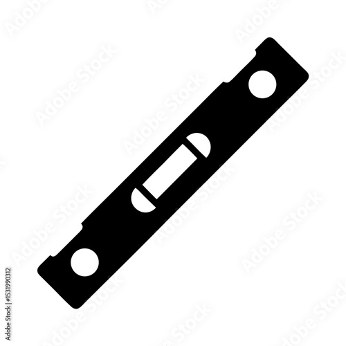 Black and white illustration of a simple level, demonstrating construction equipment