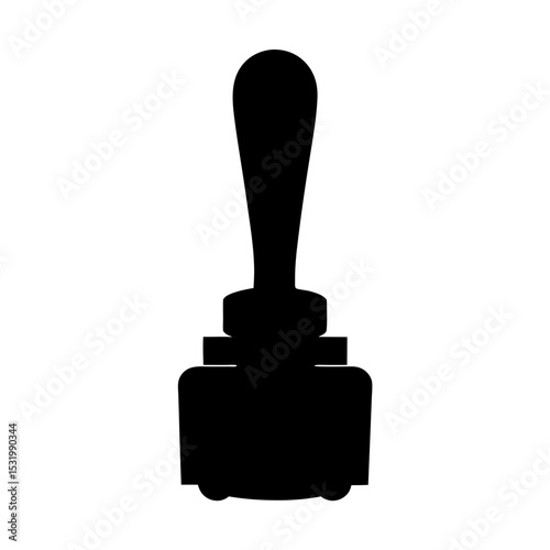 A simple black silhouette of a traditional inkwell with quill stand