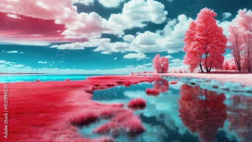 Fototapeta Naklejka Na Ścianę i Meble -  Infrared Vision of Plitvice Lakes National Park