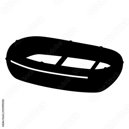 Silhouette of an Inflatable Raft, Perfect for River Adventures and Outdoor Activities