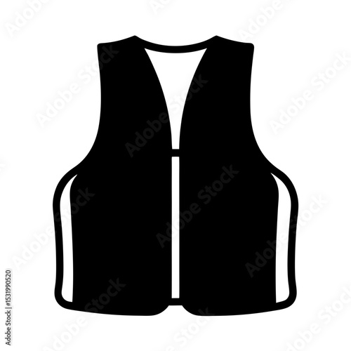 Stylized Vector Illustration of a Sleeveless Vest or Waistcoat in Black