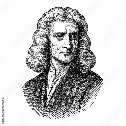 Vintage Portrait of Man with Long Hair Black and White Outline Line Art Drawing Illustration
