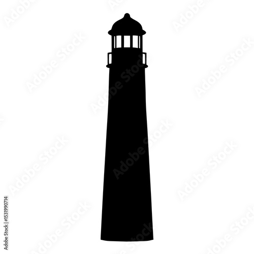 Detailed silhouette of a tall lighthouse with a distinct dome structure