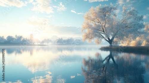 Beautiful Landscape Featuring a Lake with Stunning Tree Reflections for a Nature and Travel Concept 