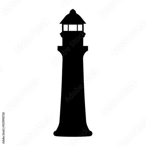 Silhouette of a coastal lighthouse beacon used for maritime navigation safety