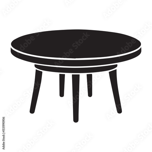 wooden table isolated on white icon silhouette vector illustration isolated on white