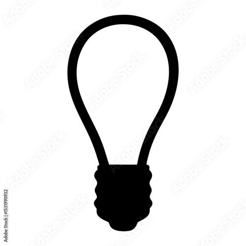 Conceptual illustration of a vintage lightbulb with a blank interior in black