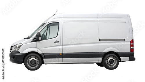 White delivery van isolated on transparent background