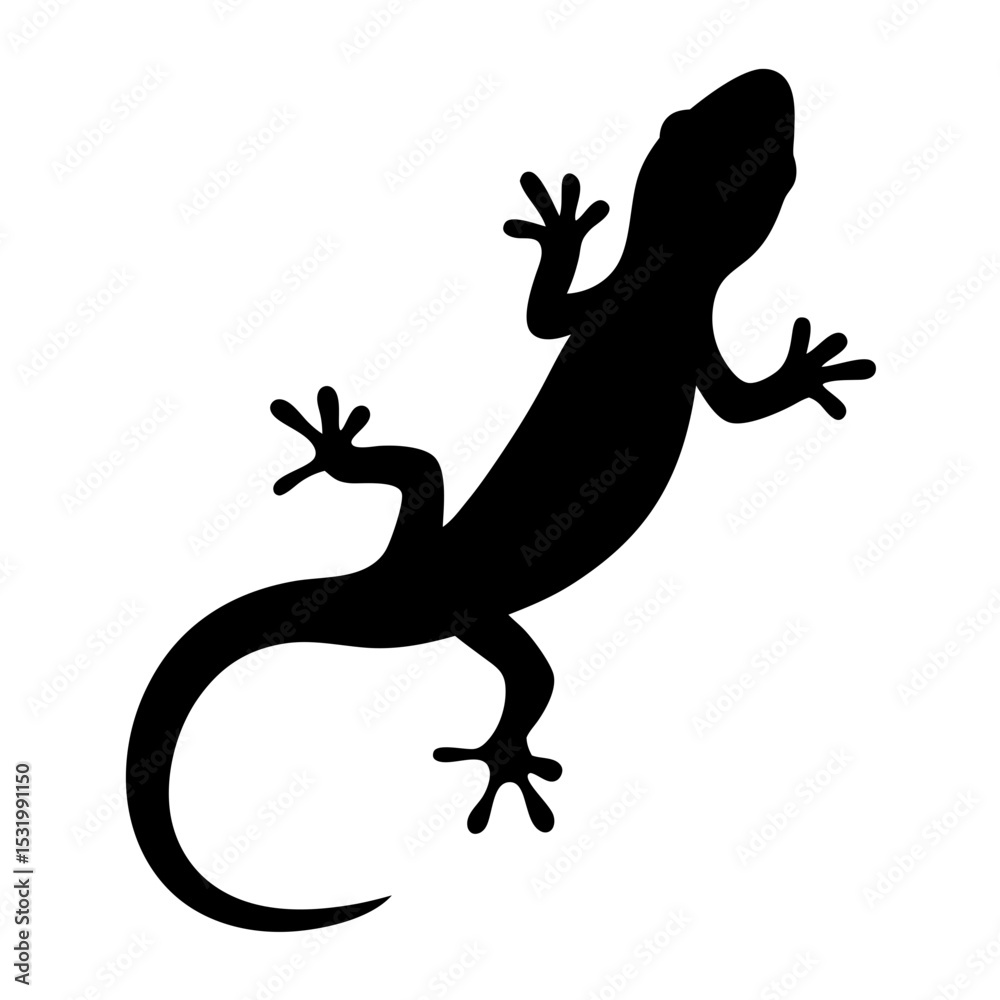 Naklejka premium A striking silhouette of a lizard, gecko, crawling, and showcasing its unique features