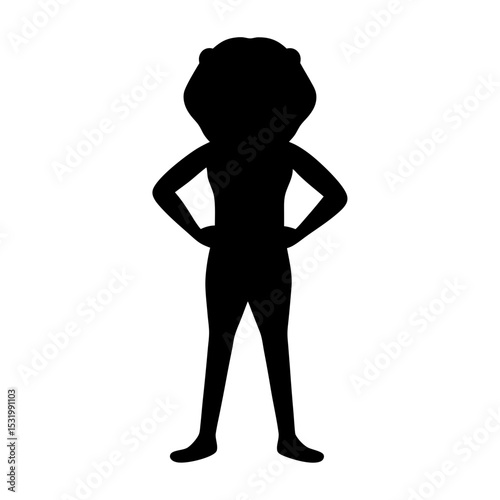 Powerful female figure in confident pose with hands on her hips silhouette