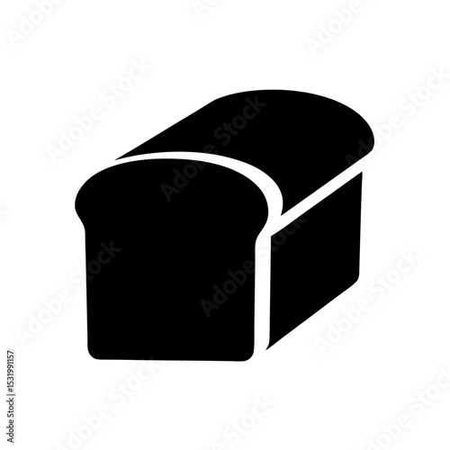Black and white vector graphic of a loaf of bread on white background