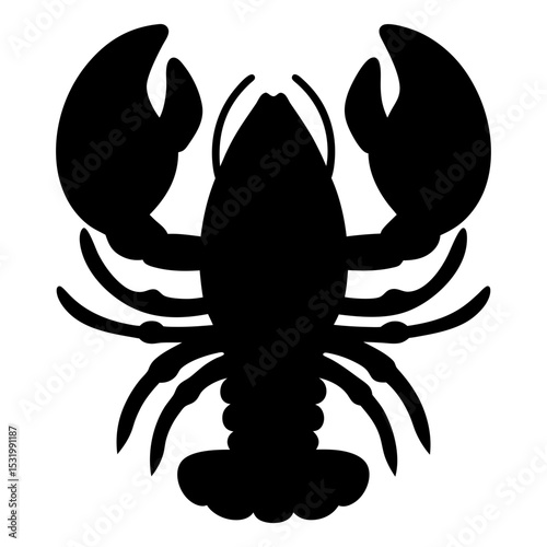 Dramatic silhouette of a lobster, showing its claws and legs clearly