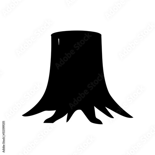 Monochromatic Tree Stump Silhouette Depicts the Aftermath of Deforestation in a Forest