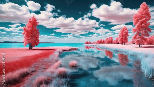 Fototapeta Naklejka Na Ścianę i Meble -  Infrared Vision of Plitvice Lakes National Park