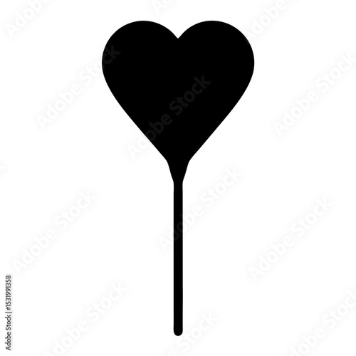 Black heart shape with stick illustration, love and Valentine's day concept