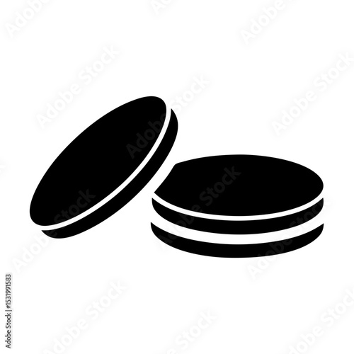 Stylized representation of stack of three wafers and an individual wafer