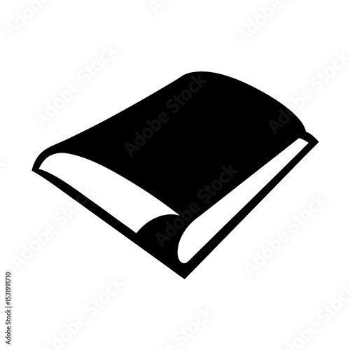 Black and white icon of an open book with blank pages ready for notes