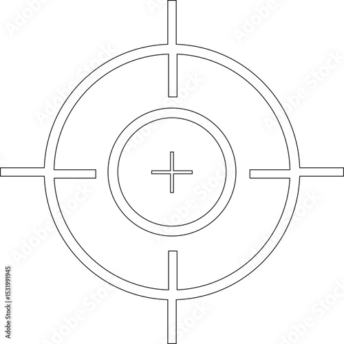 Target line art icon.target icon on isolated background. Crosshair in black.Editable Stroke, Pixel Perfect, Stock Illustration. Goal symbol collection. Darts icon. Hitting the bullseye icon line.