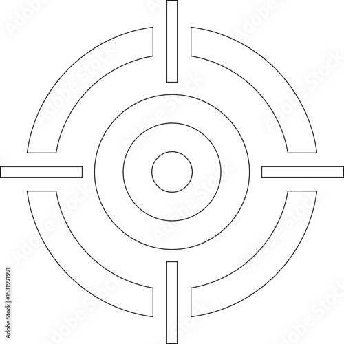 Target line art icon.target icon on isolated background. Crosshair in black.Editable Stroke, Pixel Perfect, Stock Illustration. Goal symbol collection. Darts icon. Hitting the bullseye icon line.