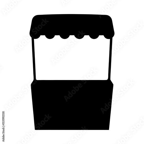 Silhouette of a black market stall or vendor booth with scalloped awning