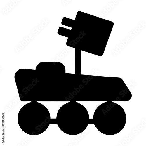 Silhouette illustration of a conceptual space rover for exploration of planets