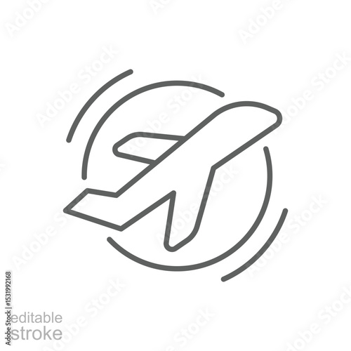 Airplane Flying Icon Outline Thin Line Editable Stroke Symbol for Travel and Aviation Motion