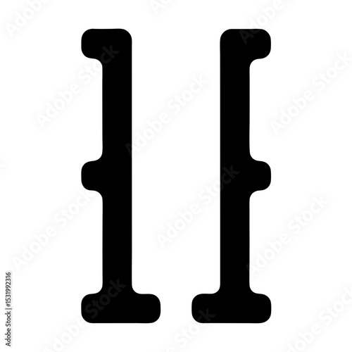 Isolated black square bracket symbols on a white background for typography