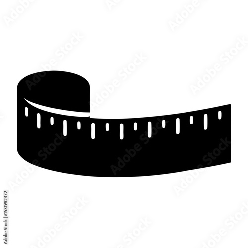 Black silhouette of a flexible measuring tape often used in tailoring