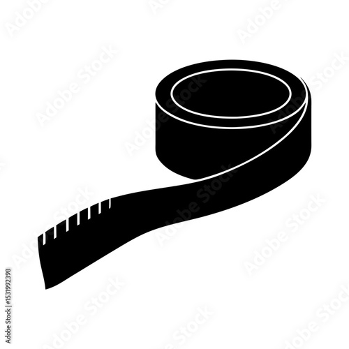 Black silhouette of a measuring tape or tailor's measuring tape object