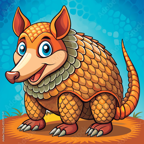Cute armadillo standing on a hill.