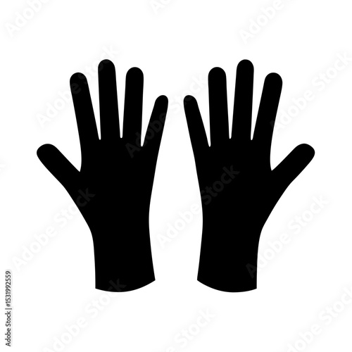 Pair of black human hands graphic illustration on isolated white background