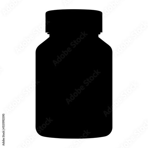 Black silhouette of a plastic bottle for medicine or supplements