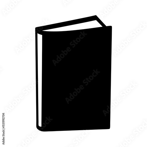 A solitary book, standing upright with pages slightly ajar, rendered in monochrome