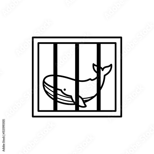 Whale calf inside confined enclosure