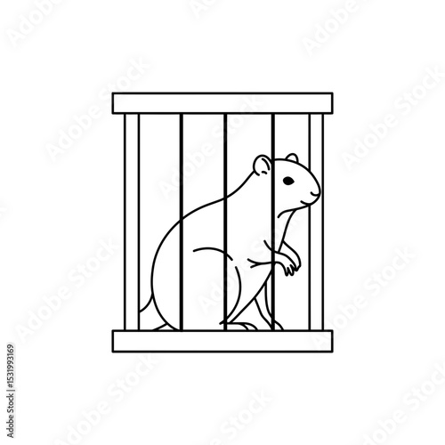  Agouti Standing Behind Iron Enclosure