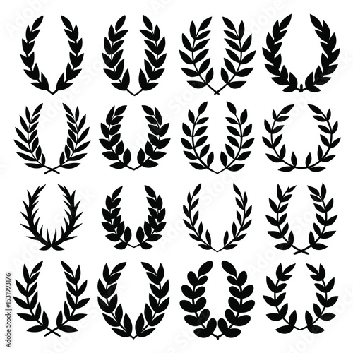 Twelve Black Silhouettes on a White Background
