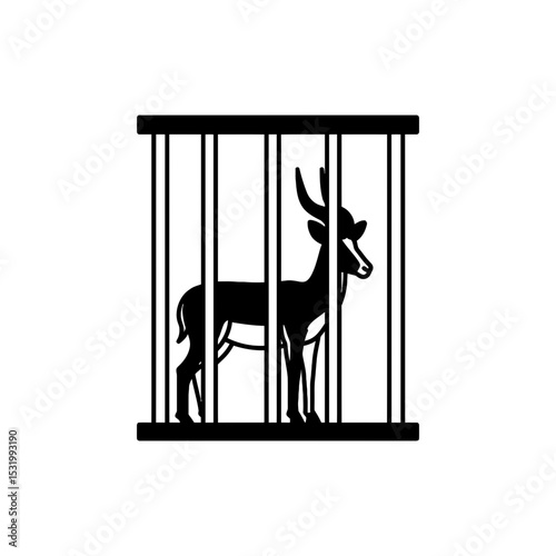  Antelope Quietly Behind Enclosure Bars