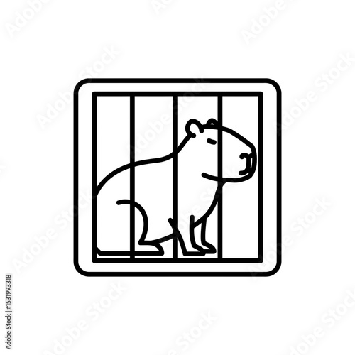  Capybara Inside Rectangular Enclosure