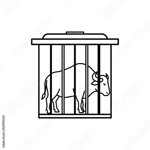  Buffalo Behind Steel Cage Enclosure