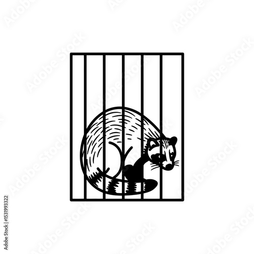  Civet Crouched in Narrow Enclosure