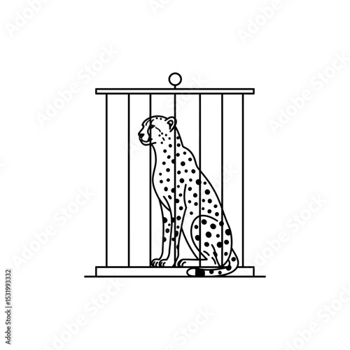  Cheetah Sitting Inside Iron Enclosure
