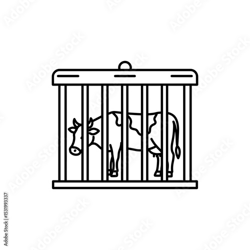  Cow Inside Strong Metal Enclosure